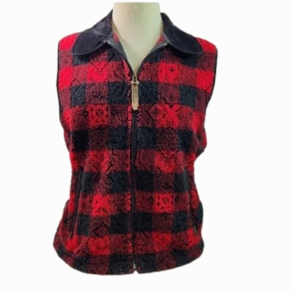VTG Woolrich Original Outdoorwear Textured Red Buffalo Check Vest (S)